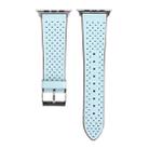 For Apple Watch Ultra 49mm / Series 8&7 45mm / SE 2&6&SE&5&4 44mm / 3&2&1 42mm Simple Fashion Genuine Leather Hole Pattern Watch Band(Blue) - 2