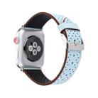 For Apple Watch Ultra 49mm / Series 8&7 45mm / SE 2&6&SE&5&4 44mm / 3&2&1 42mm Simple Fashion Genuine Leather Hole Pattern Watch Band(Blue) - 6