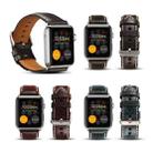 Denior Oil Wax Retro Watch Leather Watch Band for Apple Watch Series 8&7 41mm / SE 2&6&SE&5&4 40mm / 3&2&1 38mm (Dark Red) - 9