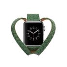 Double Ring Embossing Top-grain Leather Wrist Watch Band with Stainless Steel Buckle for Apple Watch Series 3 & 2 & 1 42mm(Green) - 1