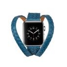 Double Ring Embossing Top-grain Leather Wrist Watch Band with Stainless Steel Buckle for Apple Watch Series 3 & 2 & 1 42mm(Blue) - 1