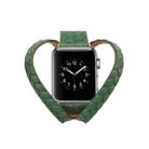 Double Ring Embossing Top-grain Leather Wrist Watch Band with Stainless Steel Buckle for Apple Watch Series 3 & 2 & 1 38mm(Green) - 1