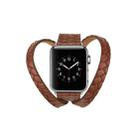 Double Ring Embossing Top-grain Leather Wrist Watch Band with Stainless Steel Buckle for Apple Watch Series 3 & 2 & 1 38mm(Brown) - 1