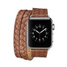 Double Ring Embossing Top-grain Leather Wrist Watch Band with Stainless Steel Buckle for Apple Watch Series 3 & 2 & 1 38mm(Brown) - 2