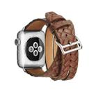 Double Ring Embossing Top-grain Leather Wrist Watch Band with Stainless Steel Buckle for Apple Watch Series 3 & 2 & 1 38mm(Brown) - 3