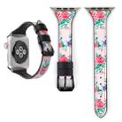 Letter T Shape Simple Floral Genuine Leather Wrist Watch Band with Stainless Steel Buckle for Apple Watch Series 3 & 2 & 1 42mm(Pink) - 1