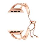 Letter V Shape Bracelet Metal Wrist Watch Band with Stainless Steel Buckle for Apple Watch Series 8&7 41mm / SE 2&6&SE&5&4 40mm / 3&2&1 38mm(Rose Gold) - 3