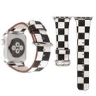 For Apple Watch Series 3 & 2 & 1 38mm Black and White Lattice Pattern PU Leather Wrist Watch Band - 1