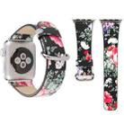 For Apple Watch Series 3 & 2 & 1 38mm New Style Chinese Ink Floral Pattern Genuine Leather Wrist Watch Band(Black) - 1