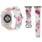 For Apple Watch Series 3 & 2 & 1 38mm New Style Chinese Ink Floral Pattern Genuine Leather Wrist Watch Band(White) - 1