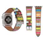 For Apple Watch Series 3 & 2 & 1 38mm New Style Wodden Texture Genuine Leather Wrist Watch Band - 1
