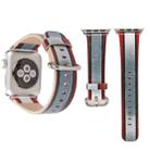 For Apple Watch Series 3 & 2 & 1 42mm Red + Gray Stripe Pattern PU Leather Wrist Watch Band - 1