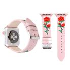 Embroidered Genuine Leather Wrist Watch Band with Stainless Steel Buckle for Apple Watch Series 3 & 2 & 1 38mm(Pink) - 1