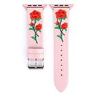 Embroidered Genuine Leather Wrist Watch Band with Stainless Steel Buckle for Apple Watch Series 3 & 2 & 1 38mm(Pink) - 2