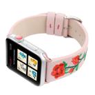 Embroidered Genuine Leather Wrist Watch Band with Stainless Steel Buckle for Apple Watch Series 3 & 2 & 1 38mm(Pink) - 3