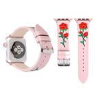 Embroidered Genuine Leather Wrist Watch Band with Stainless Steel Buckle for Apple Watch Series 3 & 2 & 1 42mm(Pink) - 1