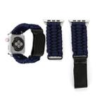 Magic Paste Genuine Leather Umbrella Rope Nylon Wrist Watch Band with Stainless Steel Buckle for Apple Watch Ultra 49mm&Watch Ultra 2 49mm / Series 10 46mm / 9&8&7 45mm / SE 3&SE 2&6&SE&5&4 44mm / 3&2&1 42mm(Dark Blue) - 1