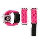 Magic Paste Genuine Leather Umbrella Rope Nylon Wrist Watch Band with Stainless Steel Buckle for Apple Watch Ultra 49mm&Watch Ultra 2 49mm / Series 10 46mm / 9&8&7 45mm / SE 3&SE 2&6&SE&5&4 44mm / 3&2&1 42mm(Magenta) - 1