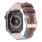 Denim Flower Pattern Genuine Leather Watch Band for Apple Watch Series 3 & 2 & 1 38mm(Dark Blue) - 3