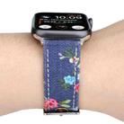 Denim Flower Pattern Genuine Leather Watch Band for Apple Watch Series 3 & 2 & 1 38mm(Dark Blue) - 6