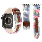 Denim Flower Pattern Genuine Leather Watch Band for Apple Watch Ultra 49mm / Series 8&7 45mm / SE 2&6&SE&5&4 44mm / 3&2&1 42mm(Baby Blue) - 1