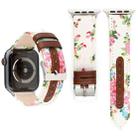 Denim Flower Pattern Genuine Leather Watch Band for Apple Watch Series 7 45mm / 6 & SE & 5 & 4 44mm / 3 & 2 & 1 42mm(White) - 1