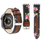 Denim Flower Pattern Genuine Leather Watch Band for Apple Watch Series 8&7 41mm / SE 2&6&SE&5&4 40mm / 3&2&1 38mm(Black) - 1