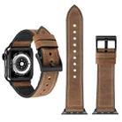 Crazy Horse Texture TPU + Stainless Steel Watch Band for Apple Watch Series 7 41mm / 6 & SE & 5 & 4 40mm / 3 & 2 & 1 38mm(Brown) - 1