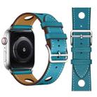 Fashionable Single Circle Three Holes Genuine Leather Watch Band for Apple Watch Series 3 & 2 & 1 38mm(Blue) - 1