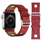 Fashionable Single Circle Three Holes Genuine Leather Watch Band for Apple Watch Series 3 & 2 & 1 38mm(Red) - 1