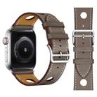 Fashionable Single Circle Three Holes Genuine Leather Watch Band for Apple Watch Series 3 & 2 & 1 42mm(Grey) - 1