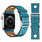 Fashionable Single Circle Three Holes Genuine Leather Watch Band for Apple Watch Series 3 & 2 & 1 42mm(Blue) - 1