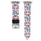 Thorns Printing Genuine Leather Watch Band for Apple Watch Series 8&7 41mm / SE 2&6&SE&5&4 40mm / 3&2&1 38mm(Blue + Red) - 5