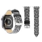 Thorns Printing Genuine Leather Watch Band for Apple Watch Series 7 45mm / 6 & SE & 5 & 4 44mm / 3 & 2 & 1 42mm(Black Grey) - 1