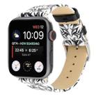 Thorns Printing Genuine Leather Watch Band for Apple Watch Series 7 45mm / 6 & SE & 5 & 4 44mm / 3 & 2 & 1 42mm(Black White) - 2