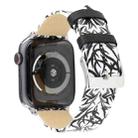 Thorns Printing Genuine Leather Watch Band for Apple Watch Series 7 45mm / 6 & SE & 5 & 4 44mm / 3 & 2 & 1 42mm(Black White) - 3