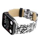 Thorns Printing Genuine Leather Watch Band for Apple Watch Series 7 45mm / 6 & SE & 5 & 4 44mm / 3 & 2 & 1 42mm(Black White) - 4