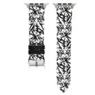 Thorns Printing Genuine Leather Watch Band for Apple Watch Series 7 45mm / 6 & SE & 5 & 4 44mm / 3 & 2 & 1 42mm(Black White) - 5