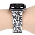 Thorns Printing Genuine Leather Watch Band for Apple Watch Series 7 45mm / 6 & SE & 5 & 4 44mm / 3 & 2 & 1 42mm(Black White) - 6