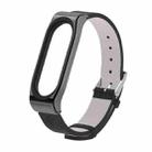 Mijobs PU Leather Watch Band for Xiaomi Mi Band3 & 4 & 5 & 6 Wrist Straps Screwless Magnetic Bracelet Mi Band3 Smart Band Replace Accessories, Host not Included - 1