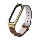 Mijobs Screwless Metal Case PU Leather Watch Band for Xiaomi Mi Band 3 & 4 & 5 & 6, Host not Included - 1