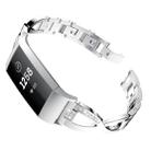 X-shaped Diamond-studded Metal Steel Watch Band for Fitbit Charge 3(Silver) - 1