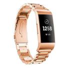 Three Beads Slingshot Buckle Solid Stainless Steel Watch Band for Fitbit Charge 3(Rose Gold) - 1
