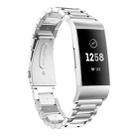 Three Beads Slingshot Buckle Solid Stainless Steel Watch Band for Fitbit Charge 3(Silver) - 1