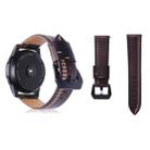 Three Lines Pattern Top-grain Leather Watch Band for Samsung Gear S3 22mm(Coffee) - 1