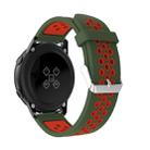 Metal Buckle Two-color Round Hole Silicone Watch Band for Galaxy Watch Active 20mm (Military Green + Red) - 5