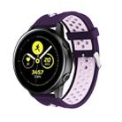 Metal Buckle Two-color Round Hole Silicone Watch Band for Galaxy Watch Active 20mm (Purple + Pink) - 4