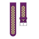 Metal Buckle Two-color Round Hole Silicone Watch Band for Galaxy Watch Active 20mm (Purple + Yellow) - 2