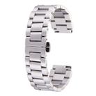 For Huawei Smart Watch Hidden Butterfly Buckle 3 Beads Stainless Steel Watchband(Silver) - 1