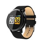 Q8A 0.95 inch OLED Screen Display Leather Strap Bluetooth Smart Watch, IP67 Waterproof, Support Remote Camera / Heart Rate Monitor / Blood Pressure Monitor / Blood Oxygen Monitor, Compatible with Android and iOS Phones(Black) - 1